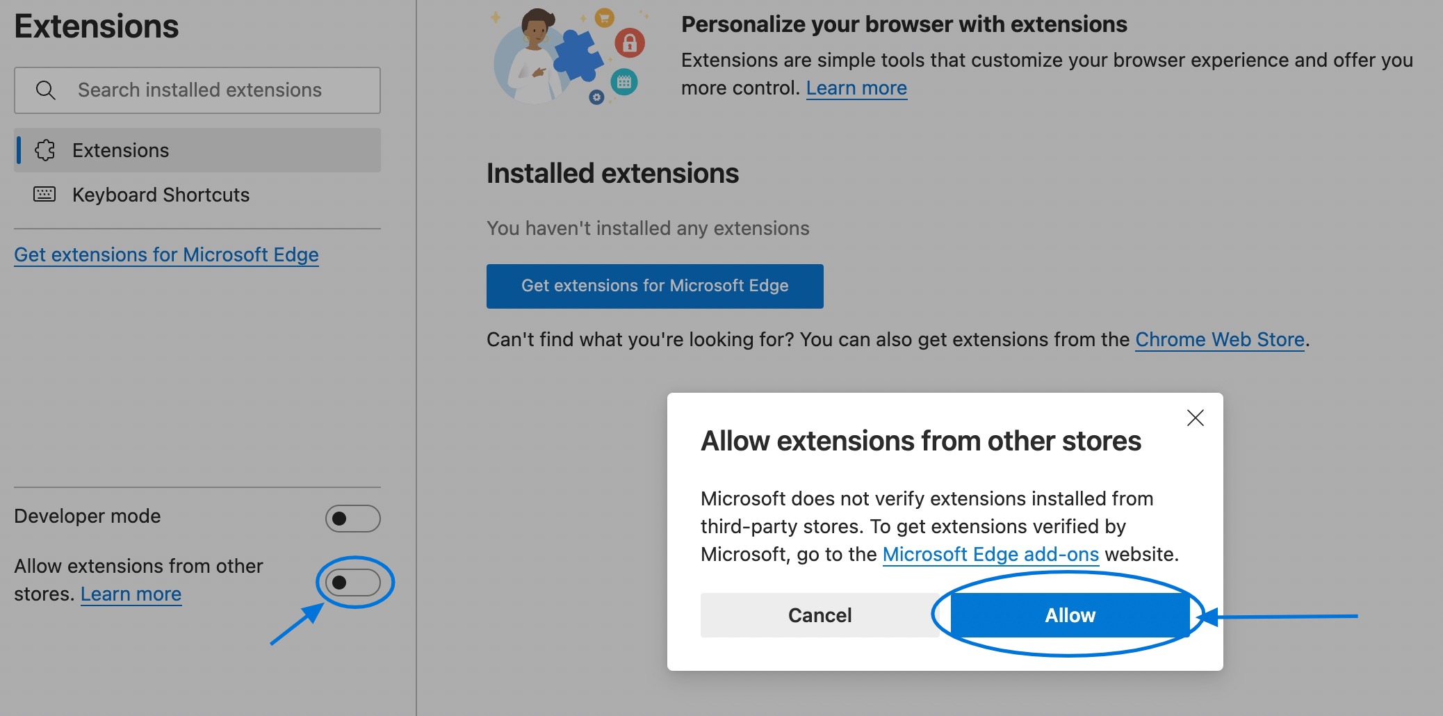 Installing Google Chrome's DMO Extension in Microsoft Edge